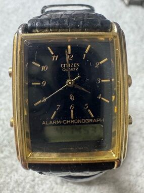 Citizen Gold-Tone Case Black Dial Alarm Chronograph Watch